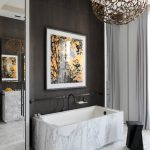 Creating luxurious interior of a bathroom and a bathtub with Iran Persian Scatto ( Arabscato ) Crystalline Marble - Marbleopolis
