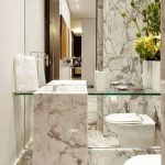 Creating luxurious interior of a bathroom with Iran Persian Scatto ( Arabscato ) Crystalline Marble - Marbleopolis