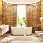 Interior design of a luxury bathroom with Iran Yellow (Giallo) Travertine - Marbleopolis