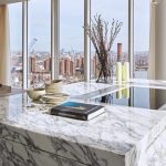 Creating luxurious interior of a kitchen countertop with Iran Persian Scatto ( Arabscato ) Crystalline Marble - Marbleopolis
